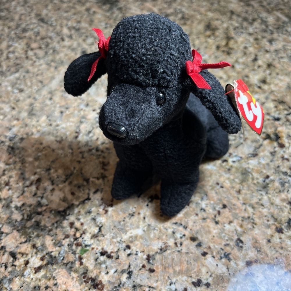 New w/Tags*Ty Beanie Baby Gigi the Black Standard Poodle Dog‎